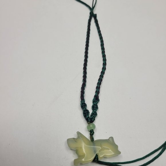 Necklace green or black thread jadeite carved stone year of the dog new - Picture 6 of 13